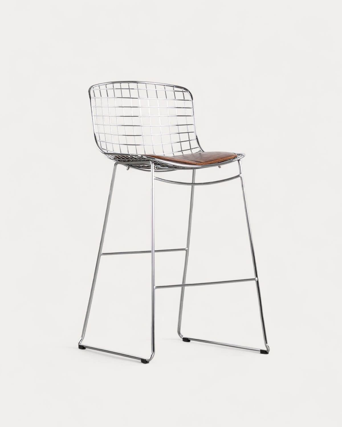 Aras Low Back Metal Bar Stool - Chrome gray