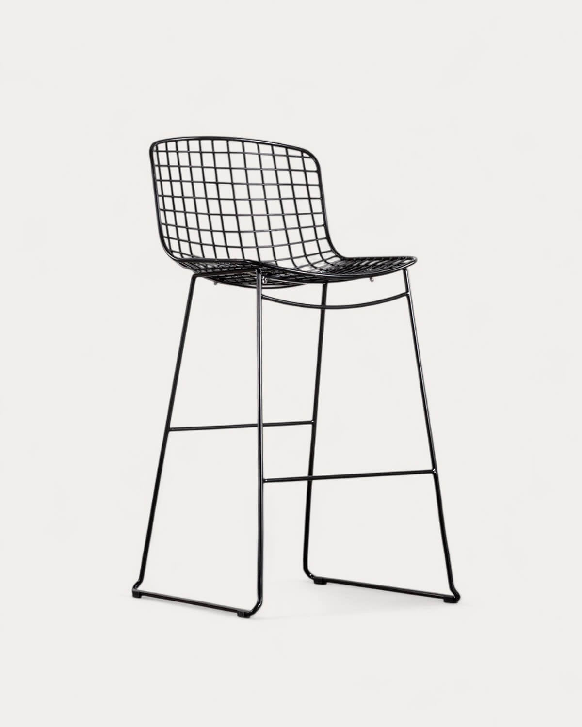 Aras Low Back Metal Bar Stool - Black