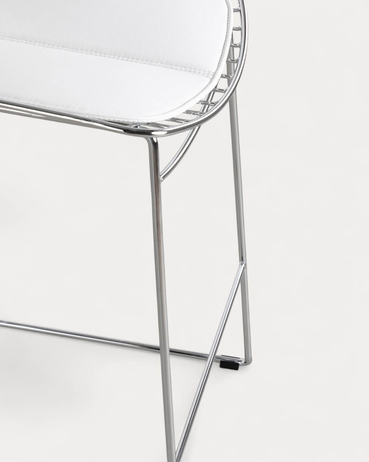 Aras Low Back Metal Bar Stool - Chrome gray