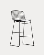 Aras Low Back Metal Bar Stool - Black