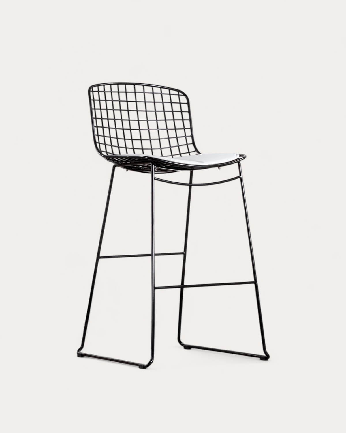 Aras Low Back Metal Bar Stool - Black