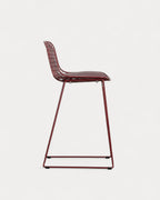 Aras Low Back Metal Bar Stool - Red Tinto