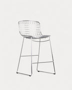 Aras Low Back Metal Bar Stool - Chrome gray