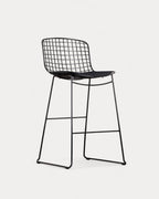 Aras Low Back Metal Bar Stool - Black
