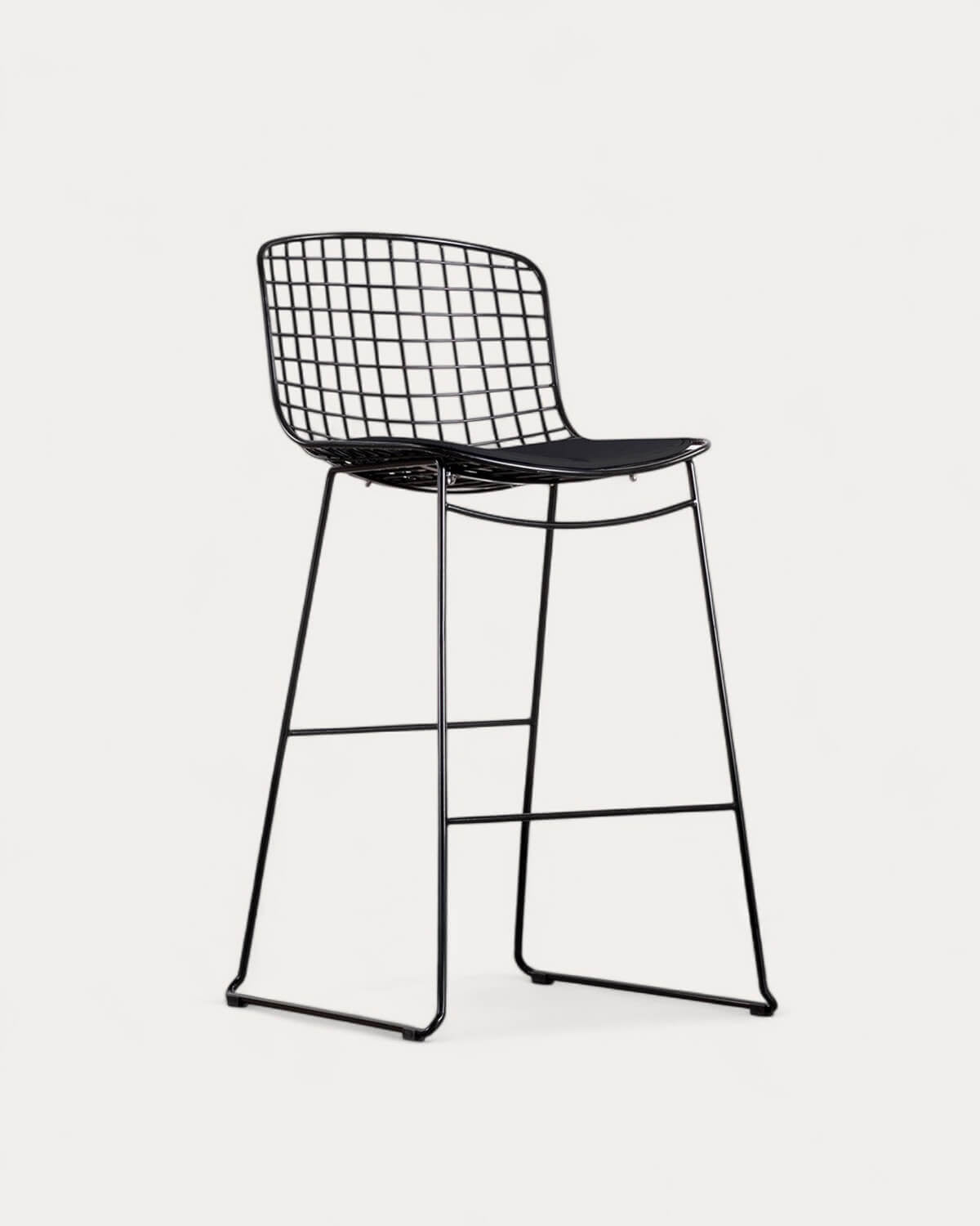 Aras Low Back Metal Bar Stool - Black