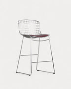 Aras Low Back Metal Bar Stool - Chrome gray