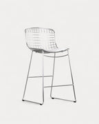 Aras Low Back Metal Bar Stool - Chrome gray