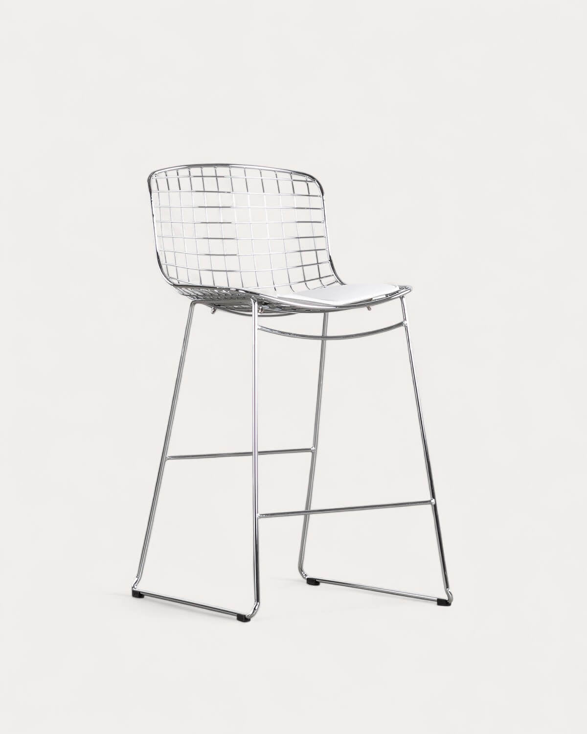 Aras Low Back Metal Bar Stool - Chrome gray