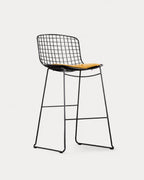 Aras Low Back Metal Bar Stool - Black