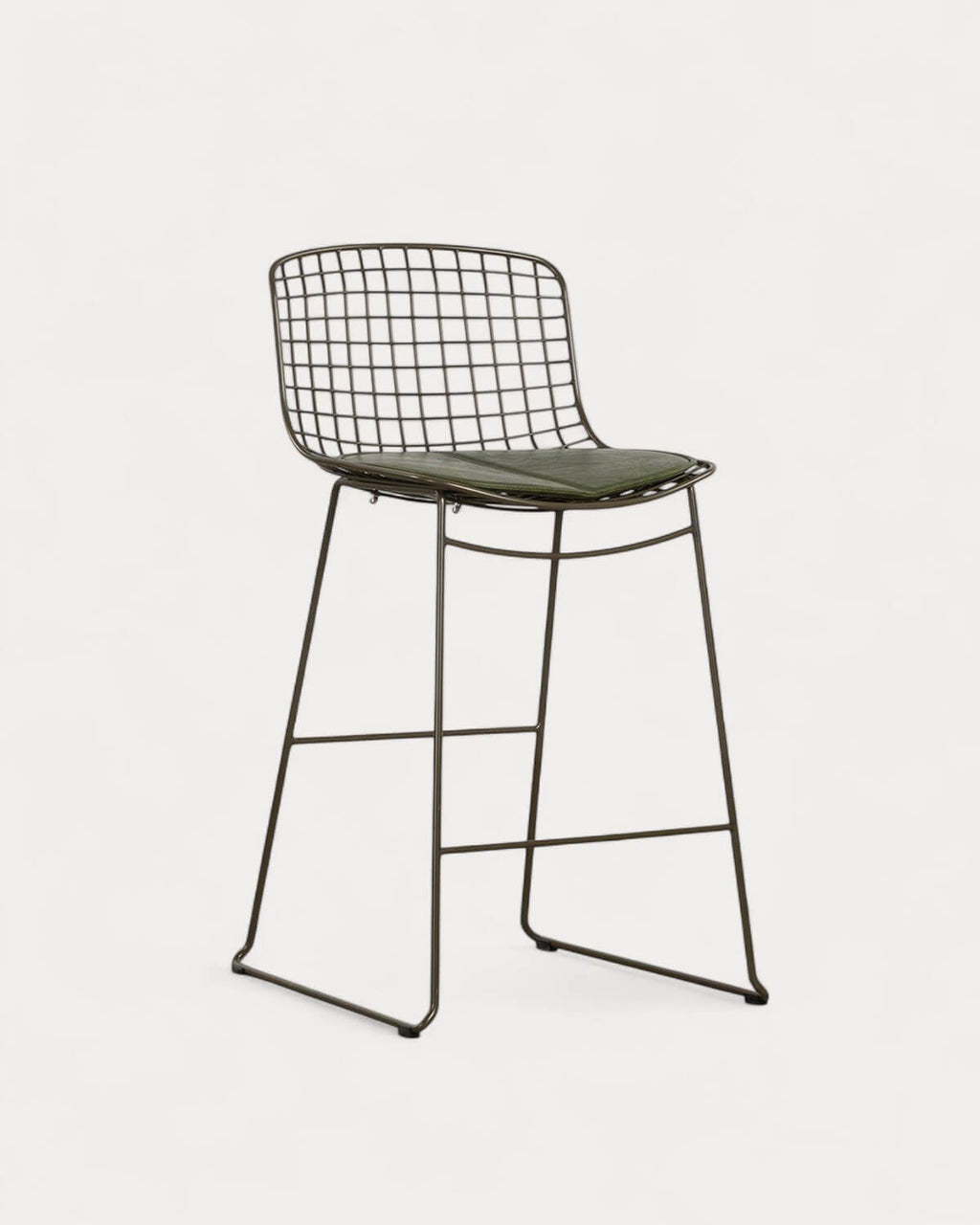 Aras Low Back Metal Bar Stool - Green Nori