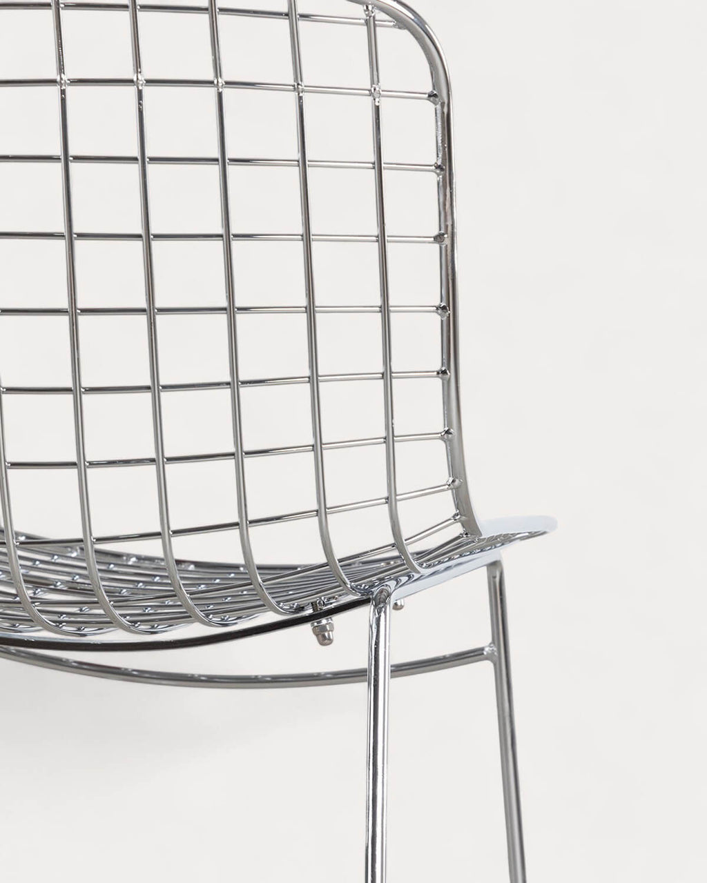 Aras Low Back Metal Bar Stool - Chrome gray