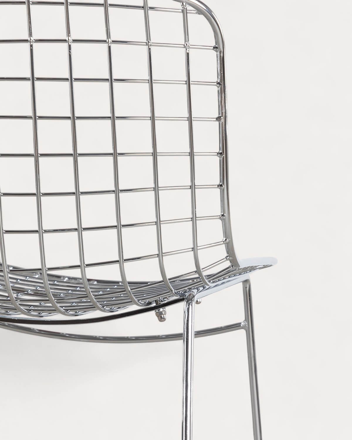 Aras Low Back Metal Bar Stool - Chrome gray