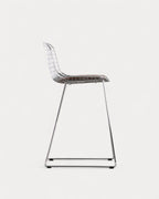 Aras Low Back Metal Bar Stool - Chrome gray