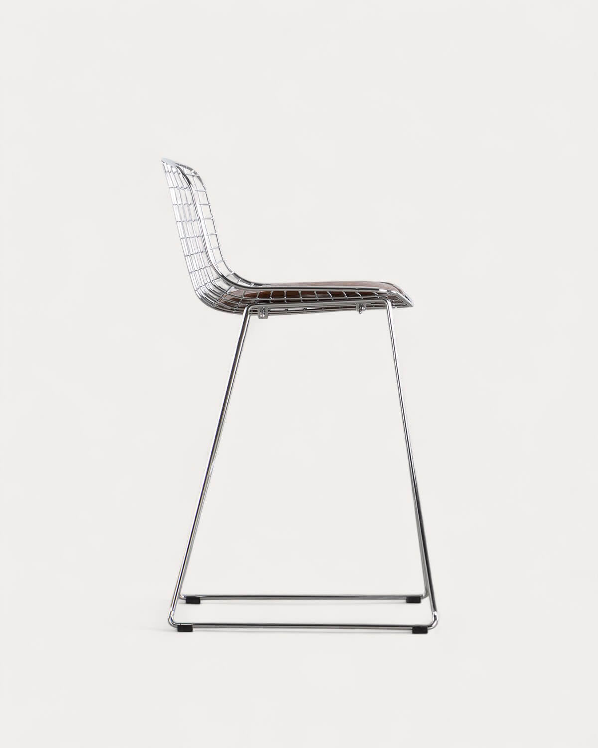 Aras Low Back Metal Bar Stool - Chrome gray