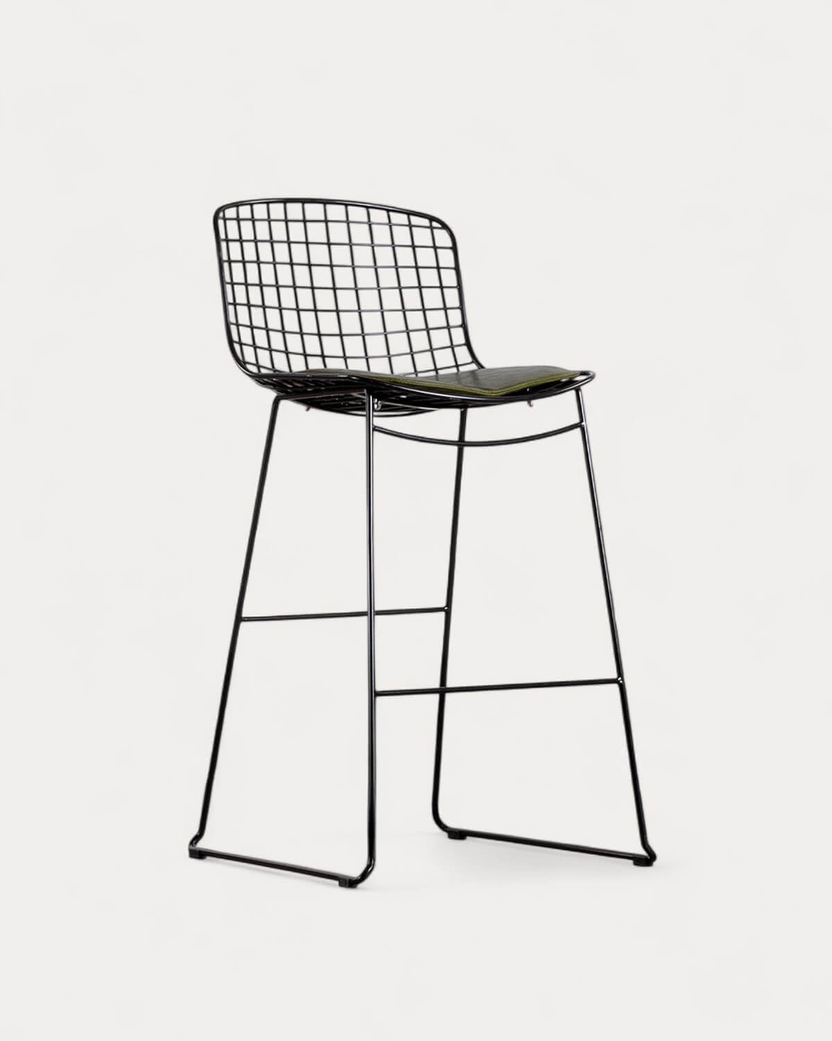 Aras Low Back Metal Bar Stool - Black