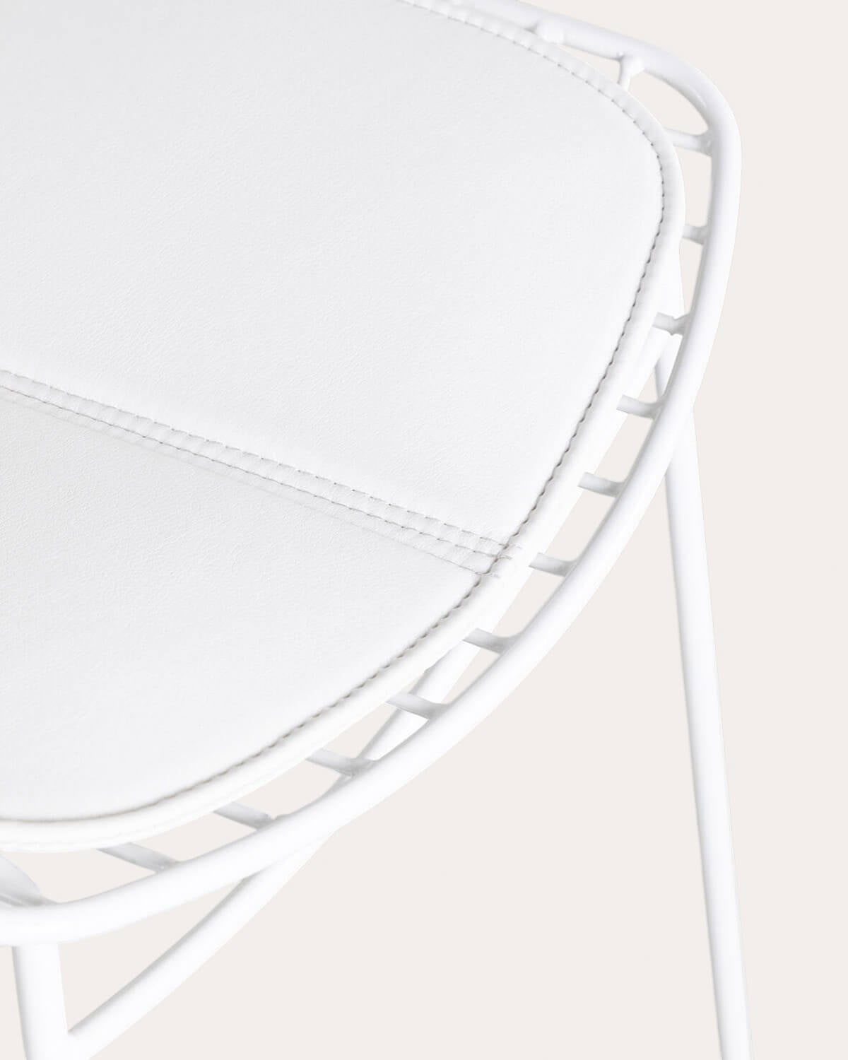 Aras Low Back Metal Bar Stool - Polar White