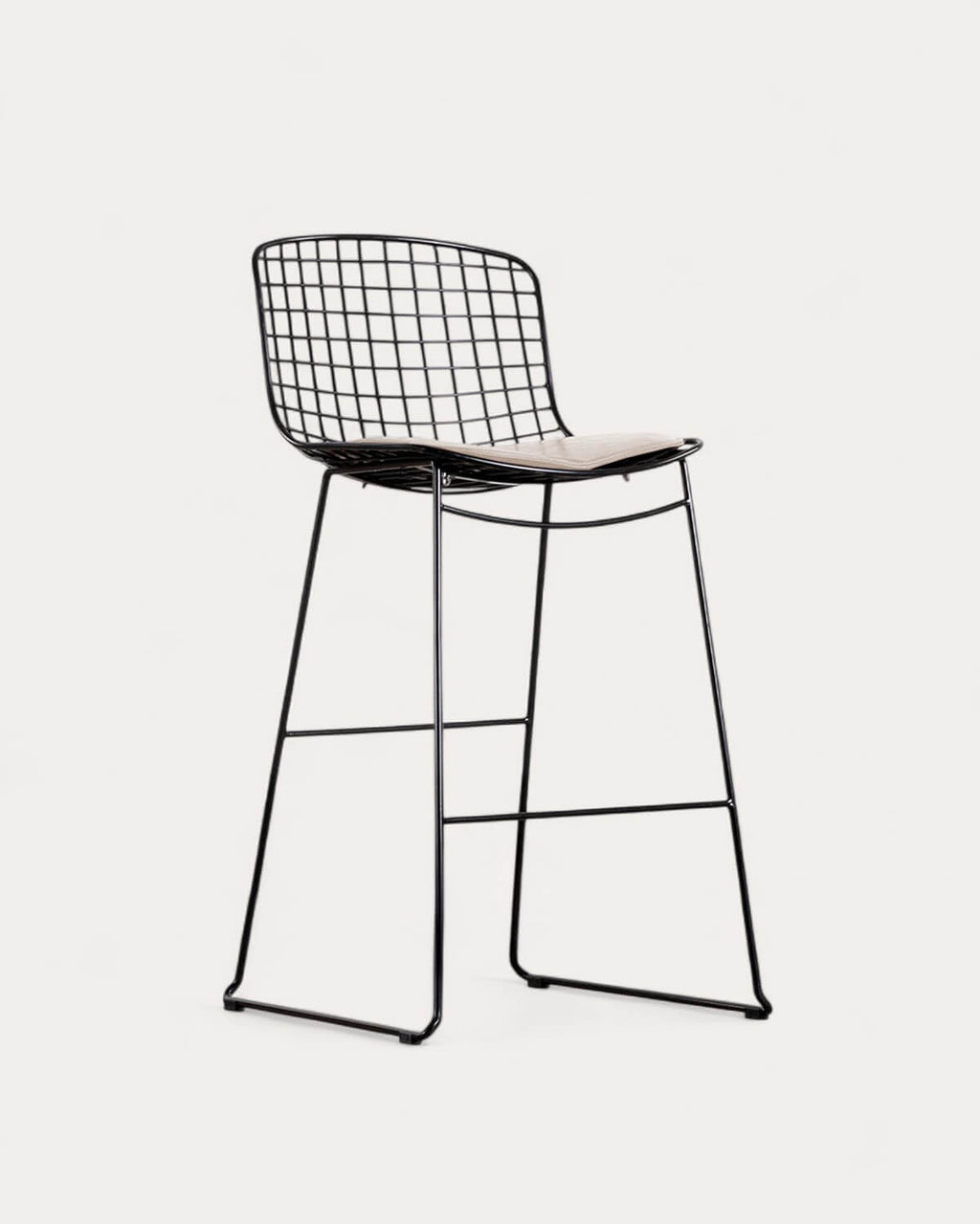 Aras Low Back Metal Bar Stool - Black