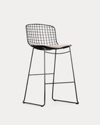 Aras Low Back Metal Bar Stool - Black