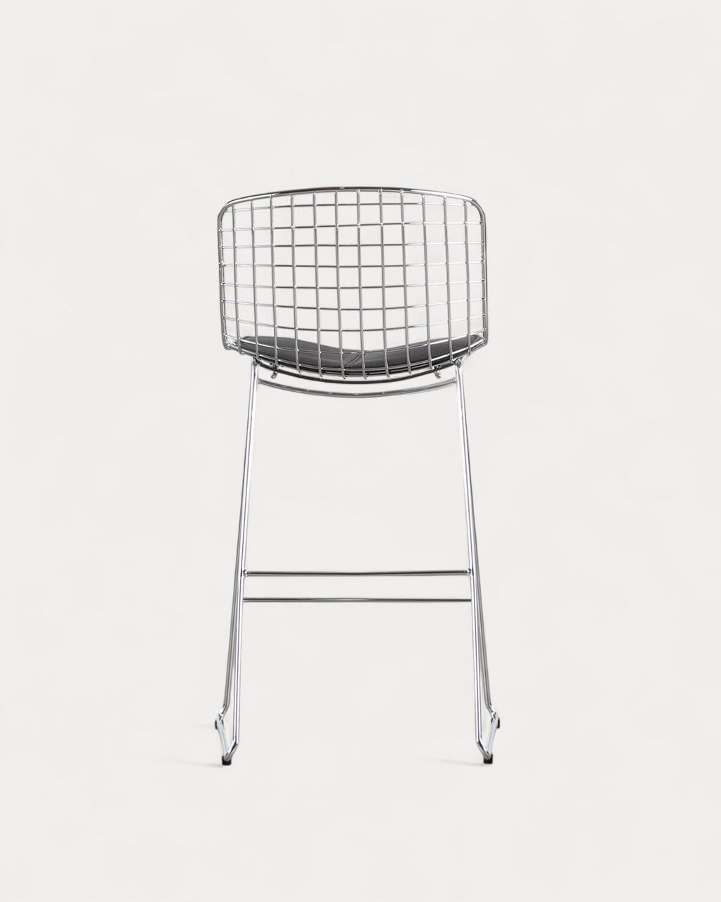 Aras Low Back Metal Bar Stool - Chrome gray