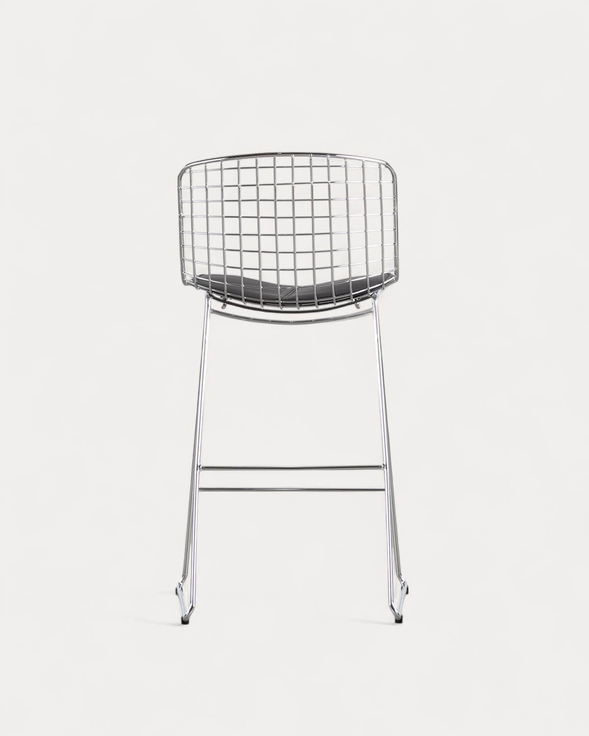 Aras Low Back Metal Bar Stool - Chrome gray