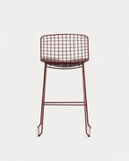 Aras Low Back Metal Bar Stool - Red Tinto