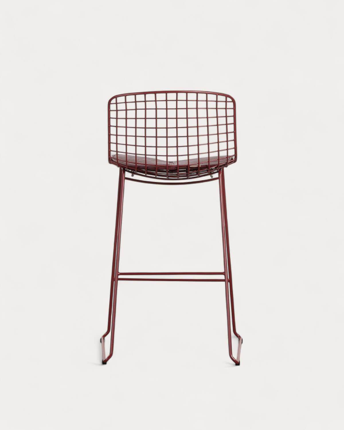 Aras Low Back Metal Bar Stool - Red Tinto