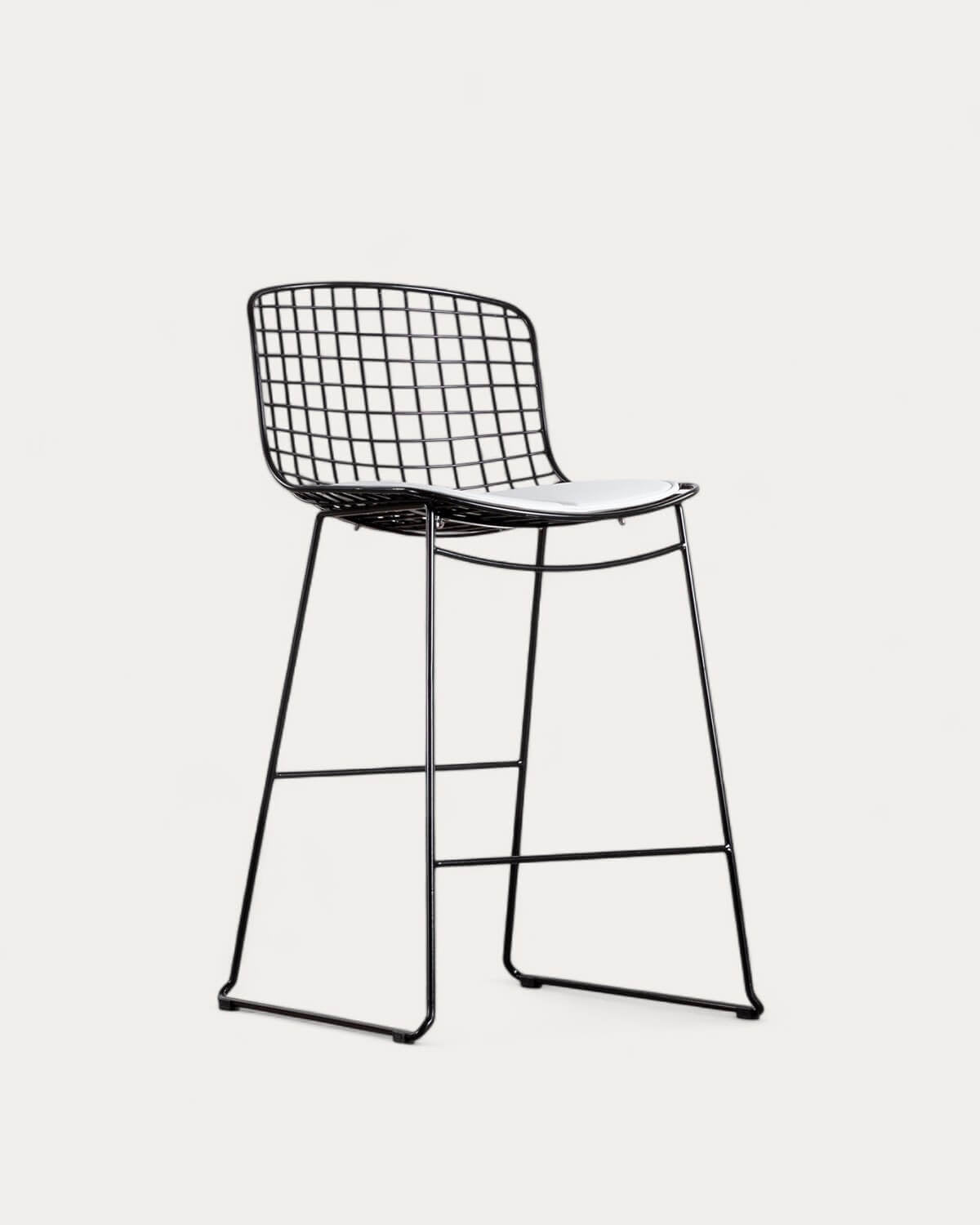 Aras Low Back Metal Bar Stool - Preto Obsidian