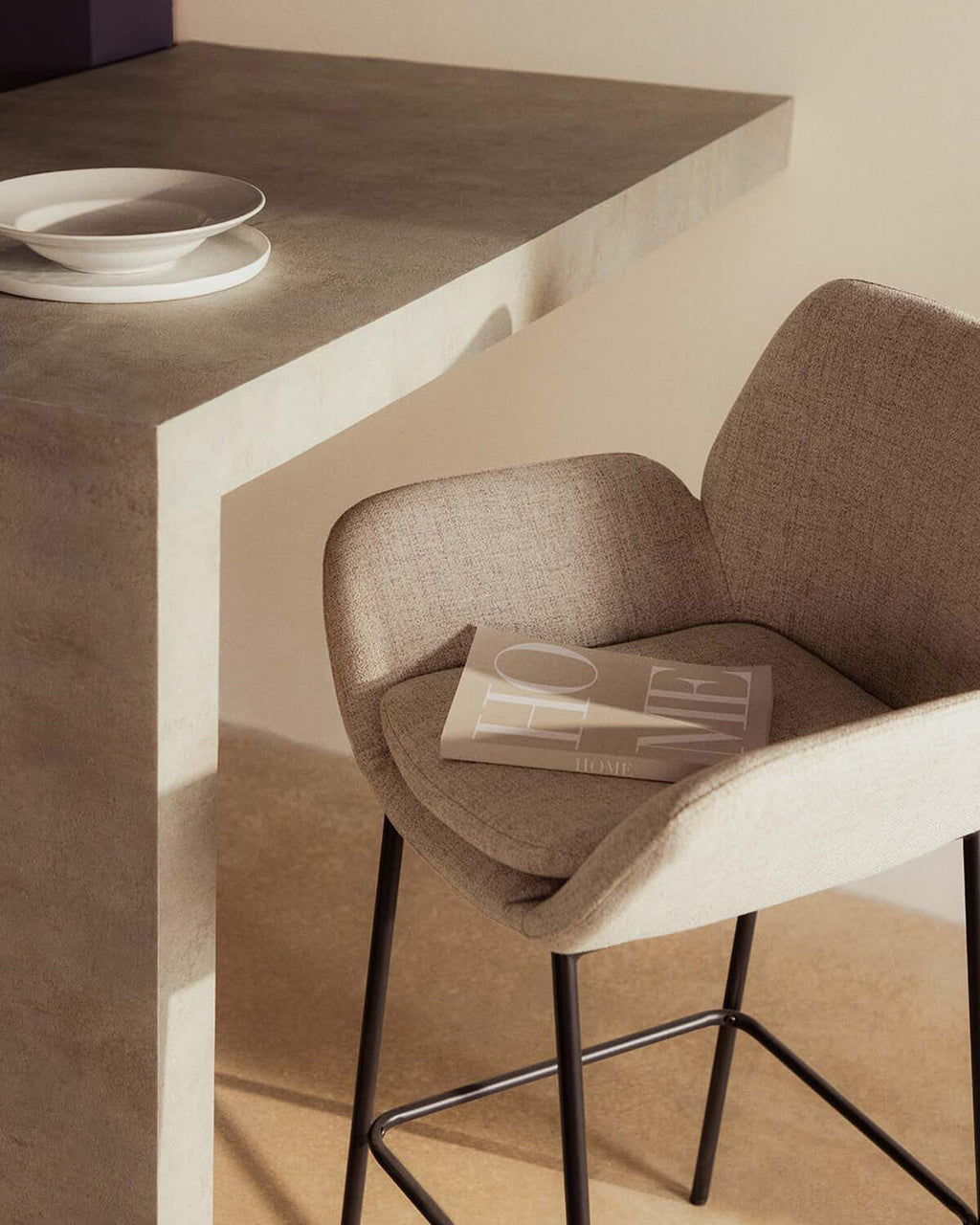75 cm bar stool in metal and Eider fabric