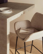 75 cm bar stool in metal and Eider fabric
