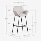 75 cm bar stool in metal and Eider fabric