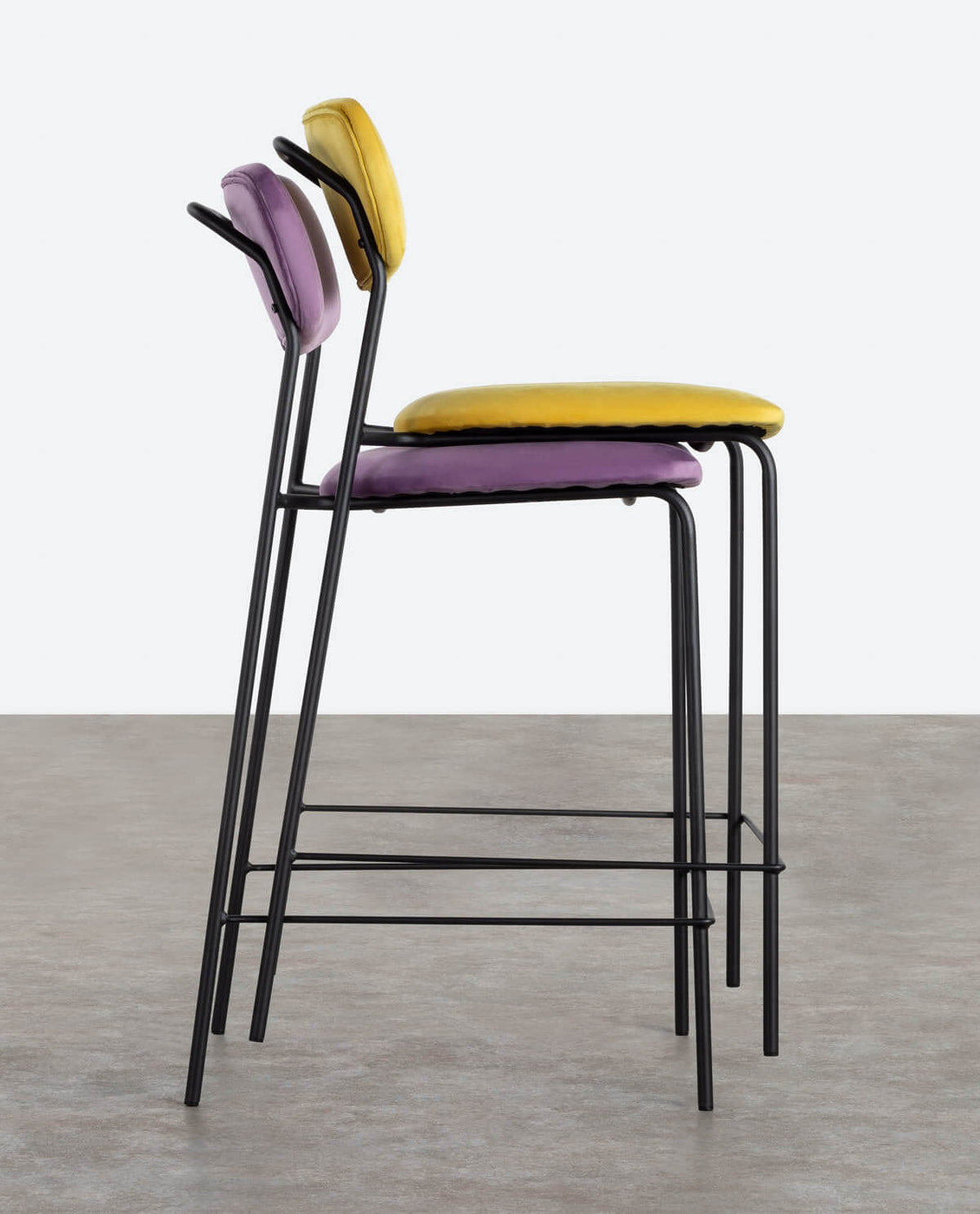 Morgan 70 cm metal and velvet bar stool