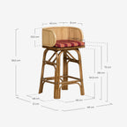 Dozza 75 cm natural rattan bar stool