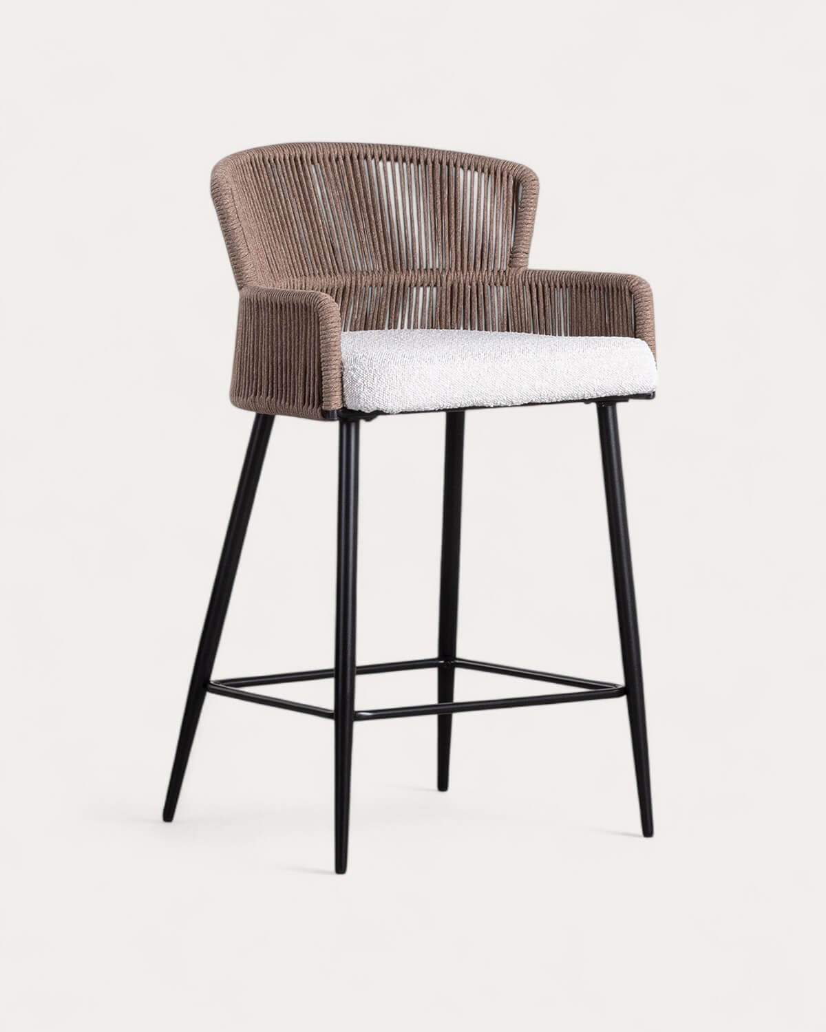 Drean 65 cm fabric and rope bar stool