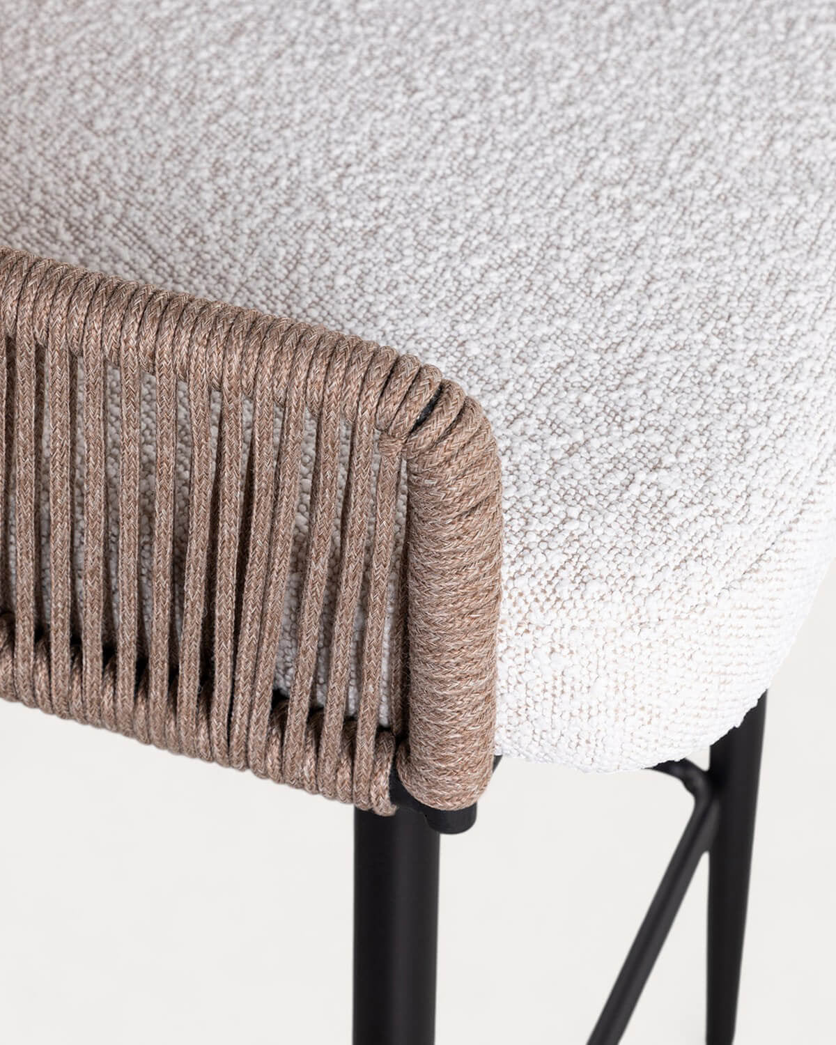 Drean 65 cm fabric and rope bar stool