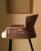 Drean 65 cm fabric and rope bar stool