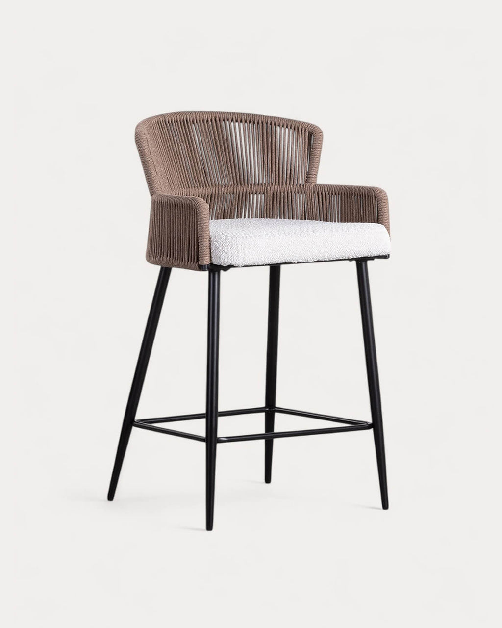 Drean 65 cm fabric and rope bar stool
