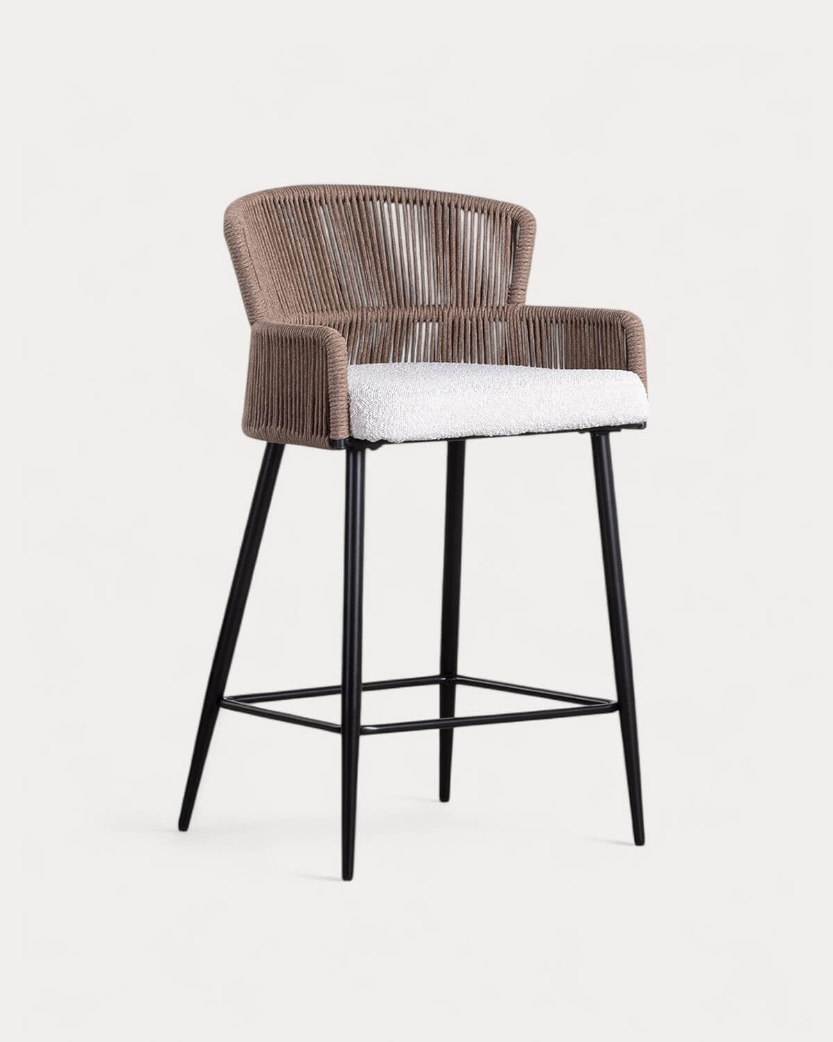 Drean 65 cm fabric and rope bar stool