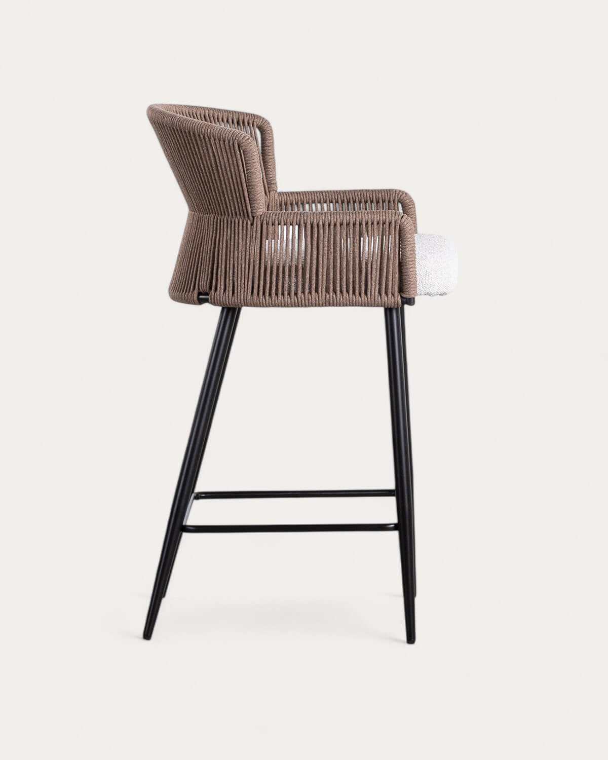 Drean 65 cm fabric and rope bar stool