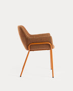 Dining chair with armrests in fabric and metal Oisin
