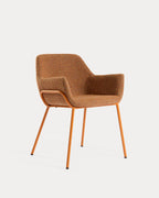 Dining chair with armrests in fabric and metal Oisin