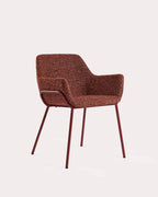 Dining chair with armrests in fabric and metal Oisin
