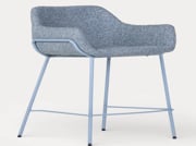 Dining chair with armrests in fabric and metal Oisin