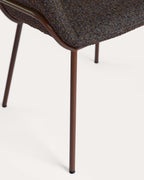 Dining chair with armrests in fabric and metal Oisin