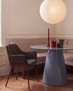 Dining chair with armrests in fabric and metal Oisin