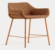 Dining chair with armrests in fabric and metal Oisin