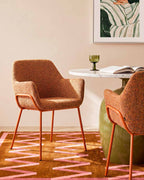 Dining chair with armrests in fabric and metal Oisin