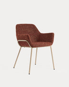 Dining chair with armrests in fabric and metal Oisin