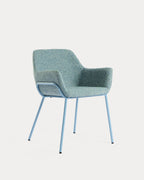 Dining chair with armrests in fabric and metal Oisin