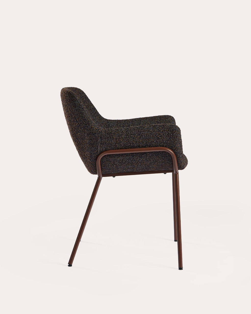 Dining chair with armrests in fabric and metal Oisin