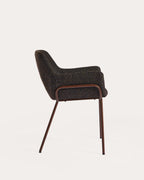 Dining chair with armrests in fabric and metal Oisin